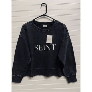 Seint Beauty 100% Cotton Oversized Womens Crop Sweatshirt Sz L